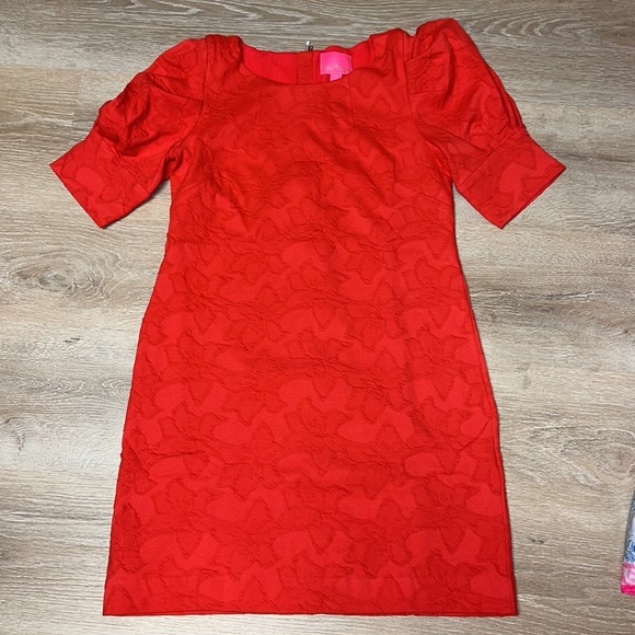 Lilly Pulitzer Knowles Dress in Ruby Red Knit Pucker Jacquard size Large NWT - Picture 6 of 10